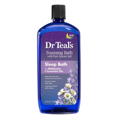 Dr Teals Melatonin Sleep Bath Gift Set (Foaming Bath (34 oz), Body Lotion (8 oz), Sleep Spray (6oz) - Stress Relief Lavender Melatonin Promotes Better Sleep - At Home Spa Kit - Relax Before Bed