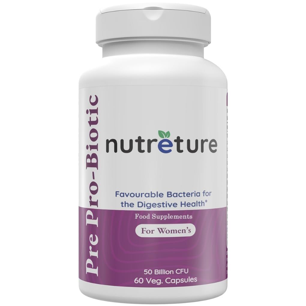 NUTRETURE Prebiotics and probiotics for Women Vaginal probiotics Womens probiotic 60 Capsules of Women probiotic 50 Billion cfu