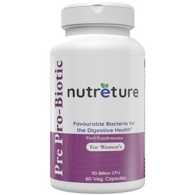 NUTRETURE Prebiotics and probiotics for Women Vaginal probiotics Womens probiotic 60 Capsules of Women probiotic 50 Billion cfu