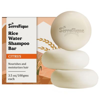 TERRAFIQUE Rice Water Shampoo Bar - Citrus Scent - Travel Size - Lathers Easily - Moisturizing Bar Shampoo for Hair Growth - 3.5 Oz - Pack of 3
