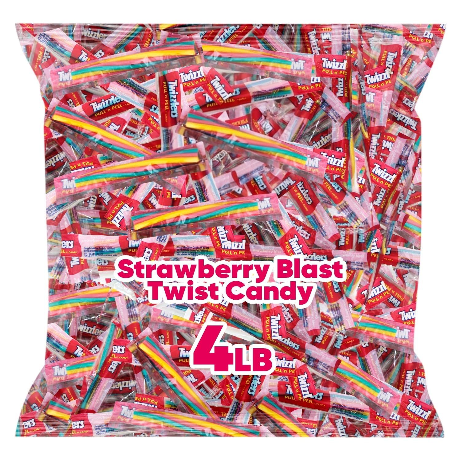 TwizzlersStrawberry Pull &#39;N&#39; Peel Licorice - 4lb Bulk Pack of Individually Wrapped Candy for Parties, Office Snacks, School Events, Candy Bowls, Family Sharing, and Everyday Treats