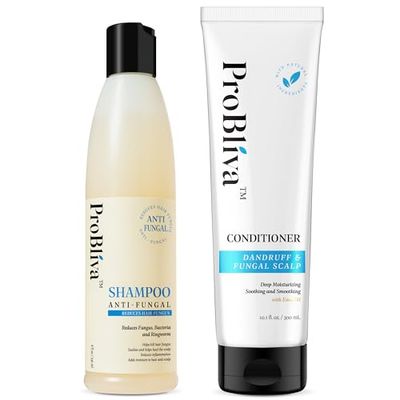 Fungal Scalp Hair Loss Solution: Natural Therapeutic Shampoo Conditioner Set for Psoriasis Folliculitis Itchy Bump Dandruff Thinning Hair - Hair Growth with Rice Protein - Soothing, Sulfate-Free