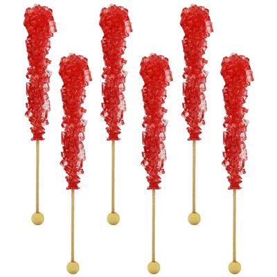 Fruidles Cherry Rock Candy Lollipops Pops Candy Suckers, Color and Flavor Assortment, Individually Wrapped, 6.5&quot; (6-Pack)