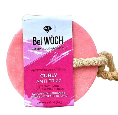 BEL WOCH Organic solid shampoo bar 100 natural Curly - Anti Frizz, for curly hair, nourishes, promotes growth and gives natural shine free of parabens, pphalates and sulfates