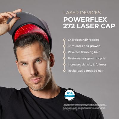 Hairmax PowerFlex 272 Laser Cap - (FDA Cleared) Thinning Hair Loss Solution for Men Women - Flexible Cordless Design With 7 Minute Treatment Time - Red Light Therapy to Stimulate Hair Growth