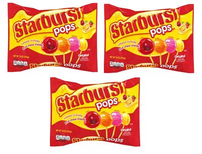 Starburst Candy Lollipops Original Flavors - Fruit Chew Lollipops 26.4oz Total, 3 Count (Pack of 1)