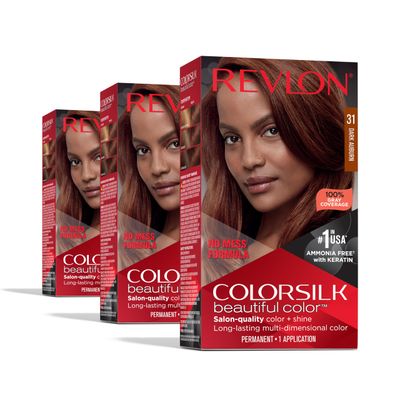 Revlon Colorsilk Beautiful Color Permanent Hair Color, (OLD VERSION) 31 Dark Auburn (Pack of 3)