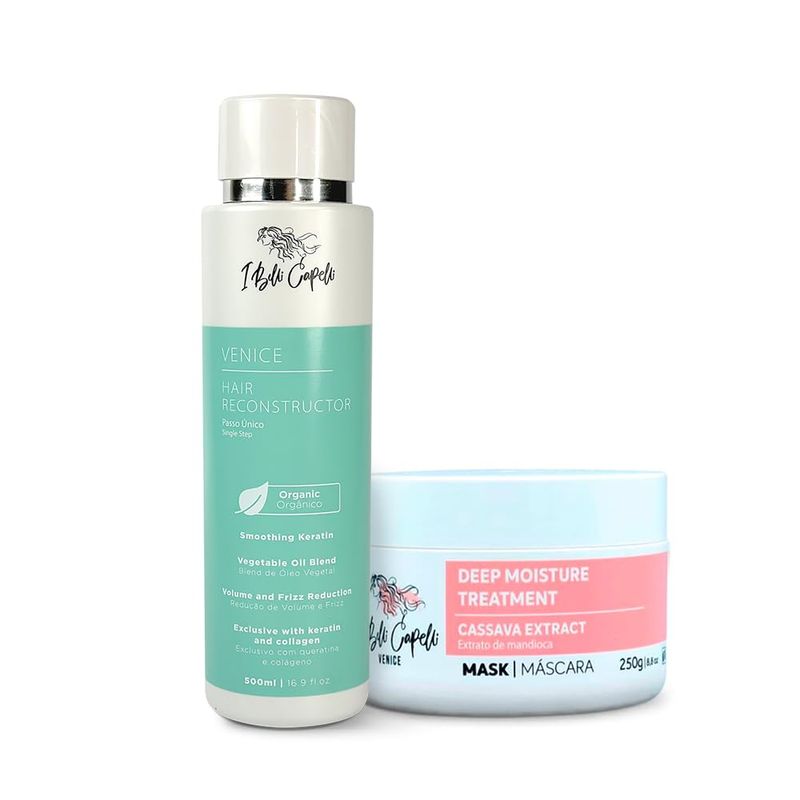 I Belli Capelli Venice Smoothing Keratin Kit - Brazilian Hair Straightening Treatment for Silky Soft Hair (250g), Pack of 2