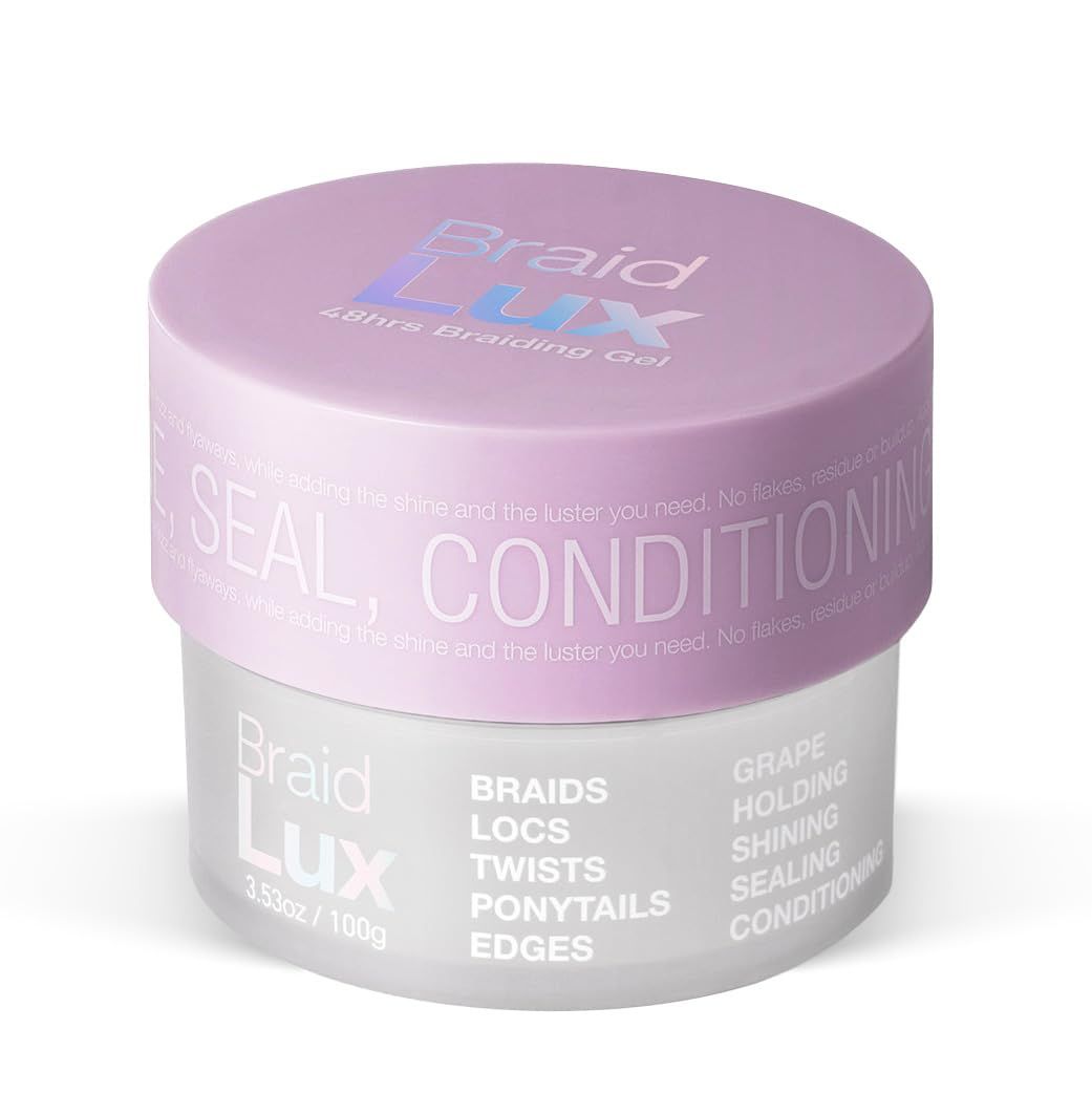 Lux Collection Braid Lux Conditioning Shining Sealing No Flaking Natural Ingredients Scented Hair Gel Tamer (3.53 Ounce (Pack of 1), Braid Lux Grape)