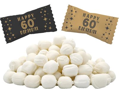 The Dreidel Company 60th Birthday Buttermints, Mint Candies, After Dinner Mints, Butter Mint Candy, Fat-Free, Kosher Certified, Individually Wrapped (110 Pieces)