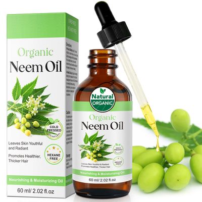 WELOSUER Organic Neem Oil for Skin 2.02 fl.oz, 100 Pure Natural Cold Pressed Unrefined Virgin for Hair Growth, Skin Body Care, Nails, Nourishes the Hair, Natural Moisturizer, Reduces Fine Lines