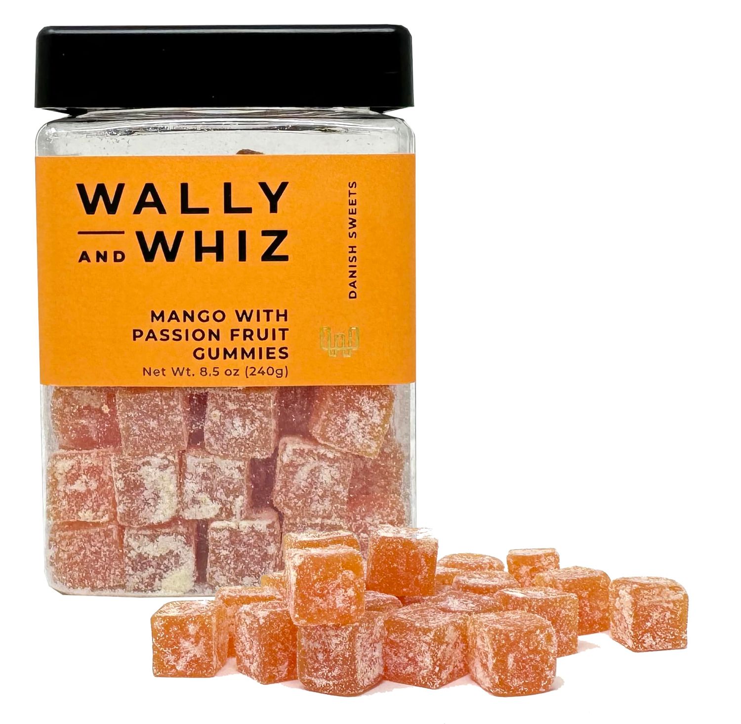Wally Whiz Danish Gummy Candy Mango with Passion Fruit Vegan Gummy Candy, Gluten-Free Gummies 8.5 Ounce
