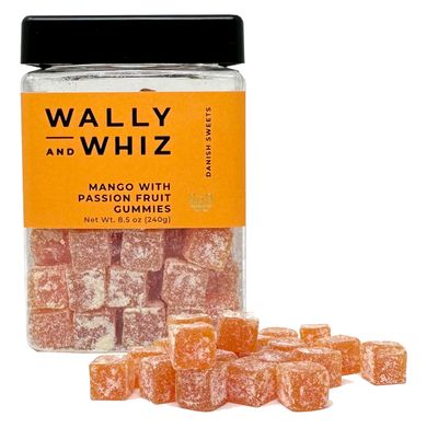 Wally Whiz Danish Gummy Candy Mango with Passion Fruit Vegan Gummy Candy, Gluten-Free Gummies 8.5 Ounce