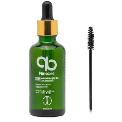 Ninebee Rosemary Oil Serum for Hair Growth, 1.69oz - Blended with Biotin, Pure Natural Scalp Strengthening Oil for Nourishment - For All Hair Types, Eyebrows, Eyelashes, Skin (1.69 oz)