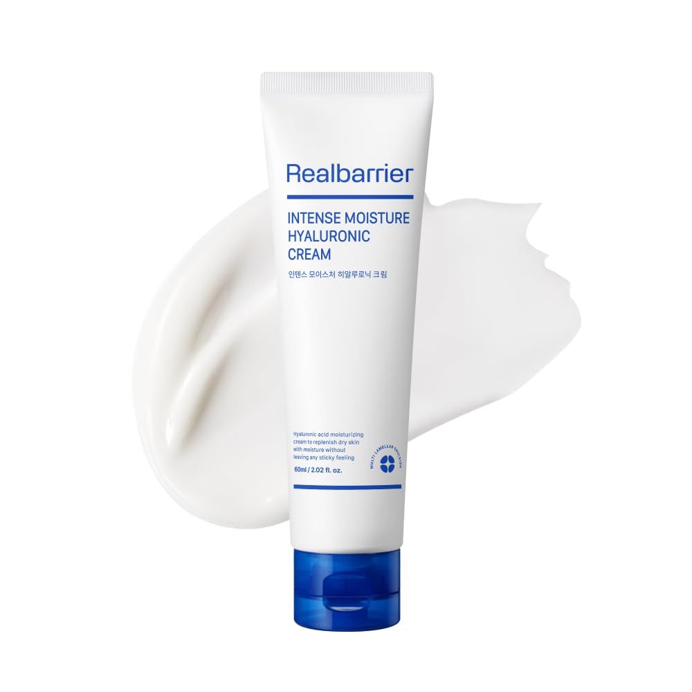 Real Barrier Intense Moisture Hyaluronic Cream Panthenol Skin Barrier Repair Face Cream Hyaluronic Acid Moisturizing Face Lotion Face Moisturizer for Dry Sensitive Skin 2.02 fl oz (60ml)