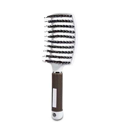 Salon Hair Scalp Massage Comb Hairbrush Bristle Nylon Detangle Hairdressing Styling Tools(White)