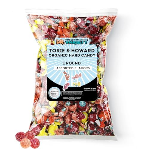 Torie and Howard Organic Hard Candy Assortment (1lb) - 4 Flavors, Individually Wrapped Organic Candy, Hard Candy Bulk, 1 Pound Bag
