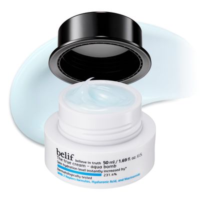 belif Aqua Bomb - Daily Niacinamide Hydrating Moisturizer, Lightweight Plumping Facial Cream with Hyaluronic Acid Squalane, Cooling Effect, Anti-Aging, Korean Skincare, 1.68 fl oz (50ml)