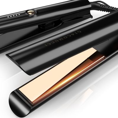 Giacomucci Titanelli 2 in 1 Titanium Hair Straightener and Curler 100 Pure Ti-Thermal Technology Flat Iron 1-Inch Professional Styling Available in Black, Gold, and Pink (Black)