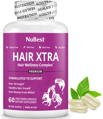 Hair Xtra - Hair Growth Vitamin for Faster Hair Growth - 60 Hair Growth Vegan Capsules - Natural Hair Thickening with Biotin, Zinc, MSM, B Vitamins, Choline - Hair Supplement, Hair Regrowth for Adults
