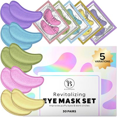 BLOOMORA Under Eye Patches for Puffy Eyes and Dark Circles (30 PAIRS), Collagen Eye Masks for Dark Circles and Puffiness, Bachelorette Party Favors, Bridesmaid Gifts (Glow Series)