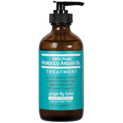 Ginger Lily Farms Salon Formula 100 Pure Morocco Argan Oil Treatment for All Hair Types, 100 Vegan Cruelty-Free, 8 fl. oz.