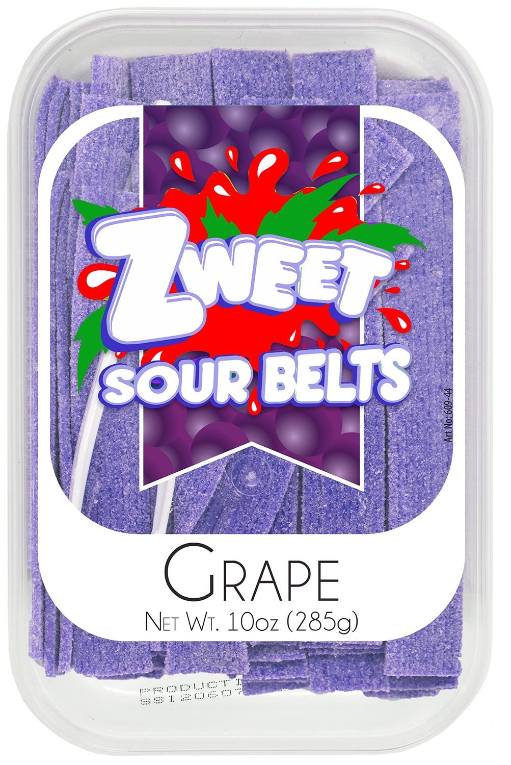 Zweet Sour Grape Candy Belts 10 Ounce - Sour Kosher Candy, Halal Candy Belts - Resealable Pack of Sour Licorice Belts (10 Ounce)