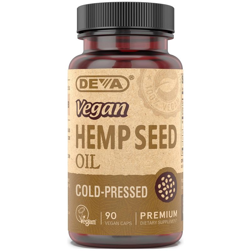 DEVA Vegan Virgin Hemp Seed Oil Capsules - Cold-Pressed, Unrefined, 90 Count