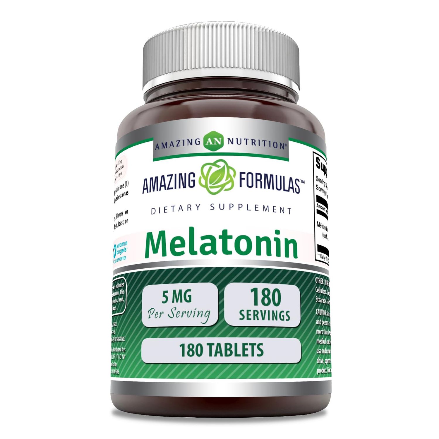 Amazing Formulas Melatonin Supplement Unflavored 5 Mg 180 Tablets Non-GMO Gluten Free Made in USA