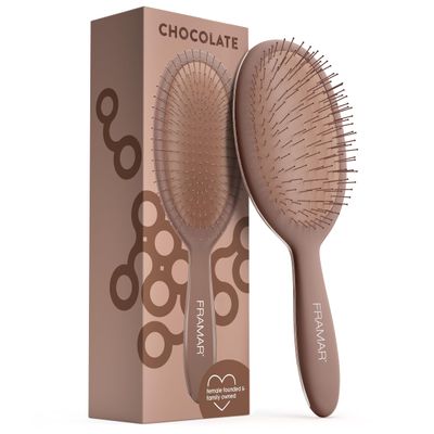 FRAMAR Chocolate Hair Brush Detangler - Wet Hair Brushes For Women, Womens Hair Brush, Hair Accessories, Hairbrush For Women, Cepillos Para Cabello, Reduces Breakage - Detangle Brush