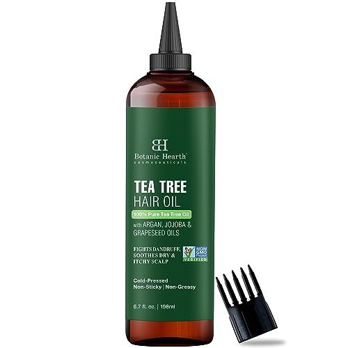 Botanic Hearth Tea Tree Oil for Hair (6.7 fl oz) With Jojoba Grapeseed Oils Soothes Itchy Scalp Fights Dandruff Non GMO Verified
