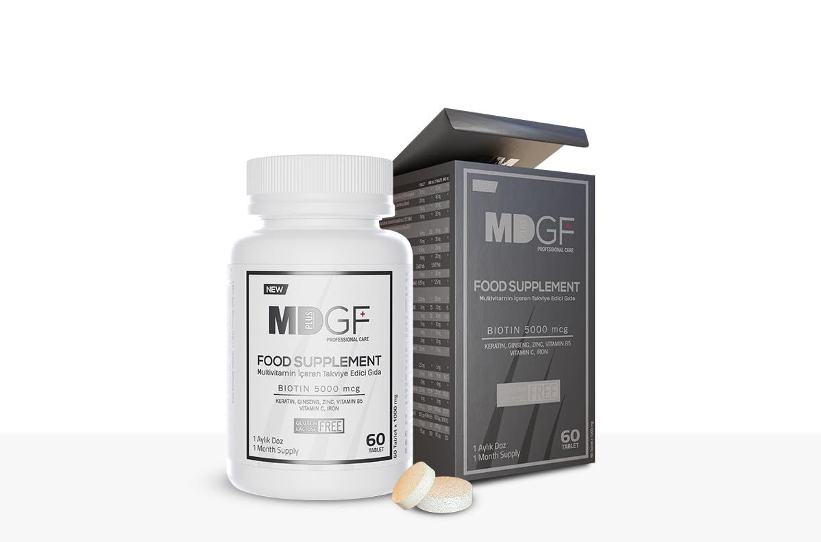 MD PLUS BIO Anti Hair Loss Vitamin Products - Supplement for Hair and Beard Growth - Men and Women with Biotin, Saw Palmetto, Collagen, Keratin, Ginseng and Vitamins -DHT Blocker