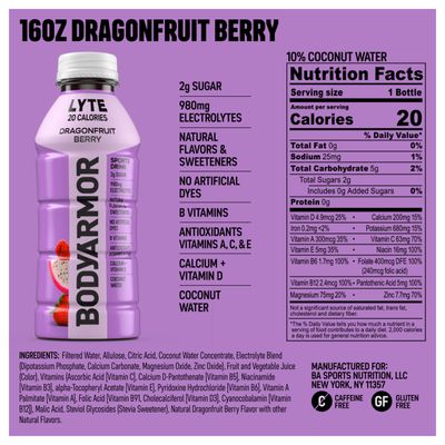 Drink Low-Calorie Sports Beverage, Dragonfruit Berry, Coconut Water Hydration, Natural Flavors With Vitamins, Potassium-Packed Electrolytes, Perfect For Athletes, 16 Fl Oz (Pack of 12)