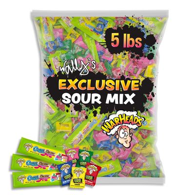 Wally&#39;s Exclusive Sour Mix - Warheads Sour Candy in Bulk - Assorted Fruity Flavors Variety Pack - Perfect for Parties and Piatas - 5 lb. Bag