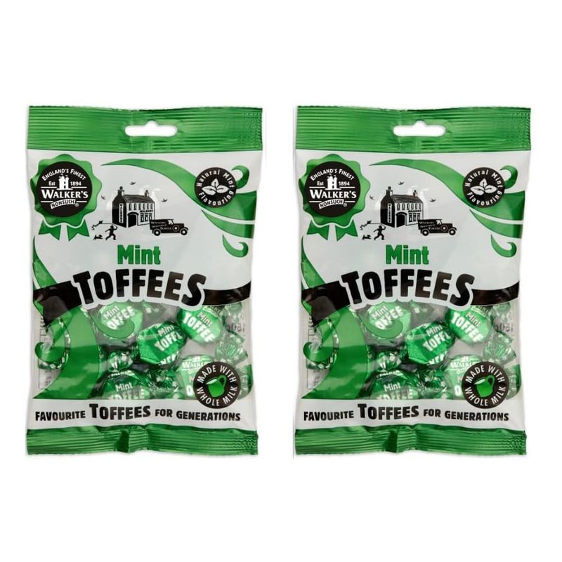Walkers' Nonsuch Mint Toffee Made with Whole Milk Natural Mint Flavor Imported from UK Traditional British Candy Classic English Sweets 5.29 Oz (Pack of 2)