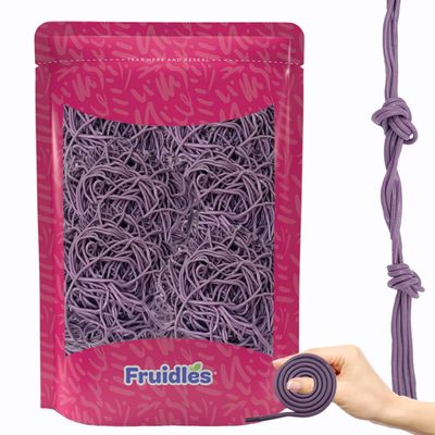 Fruidles Licorice Laces, Long Shoestring Candy Straws, Soft Chewy, Gelatin-Free, Party Favor (Grape Laces, 2 Pounds)