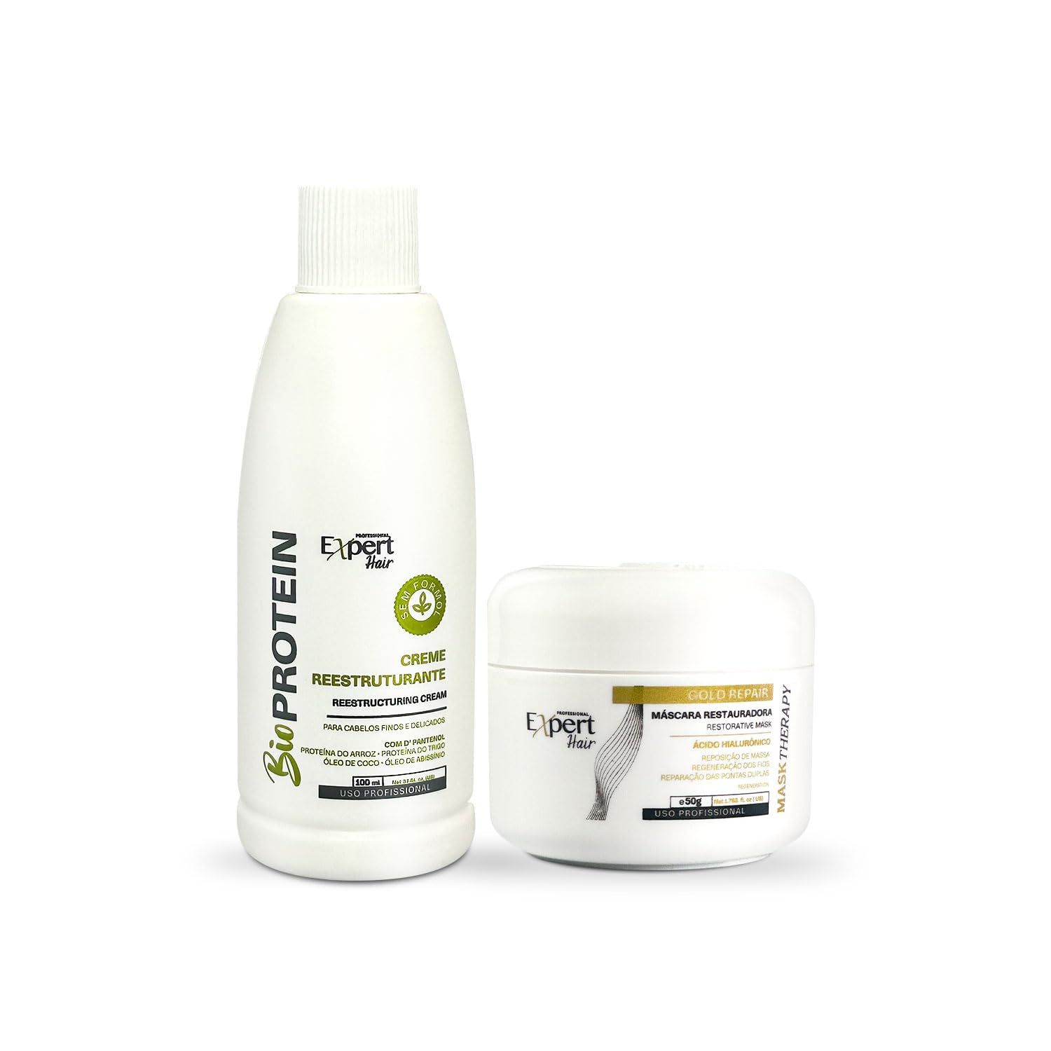 Expert Hair Bio Protein Straightening Smoothing Kit - Protein Keratin straightening Gold Repair Mask for Ultimate Hair Transformation - Straight, Silky, Moisturized Hair