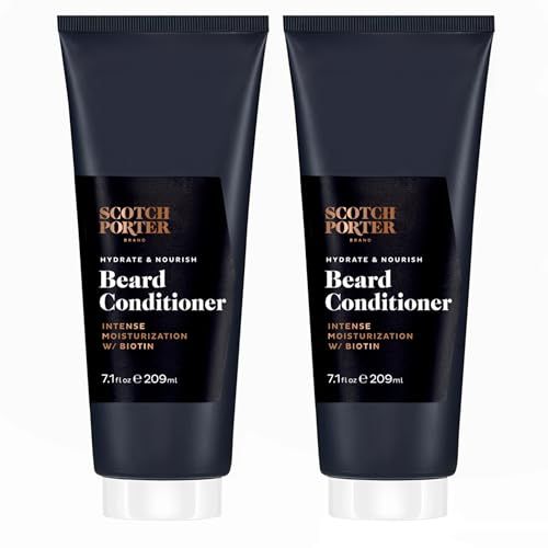 Scotch Porter Hydrate Nourish Beard Conditioner Twin Pack - Long-Lasting Moisture Helps Strengthen, Reduce Frizz Promote Healthy Hair Growth for Dull, Dry, Coarse Beards - Original, 2 7.1 Oz.