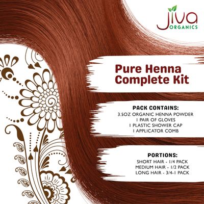 Jiva Organic Henna Powder For Hair - 100 Pure, Certified Organic Natural Hair Colorant - NO Chemicals, Kosher, Vegan, Cruelty Free
