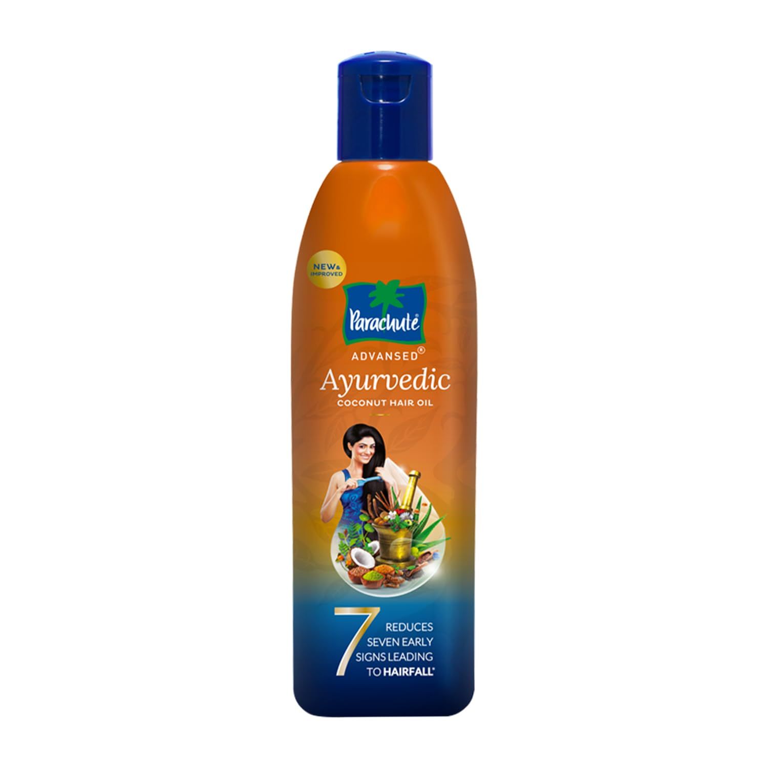 Parachute Advansed Ayurvedic Coconut Hair Oil with Basil (Tulsi), Aloe vera, Flax seed, Gooseberry (Amla) 25 Ayurvedic Ingredients Controls Hair Fall, Dandruff, Indian Hair Oil 10.1 Fl.oz