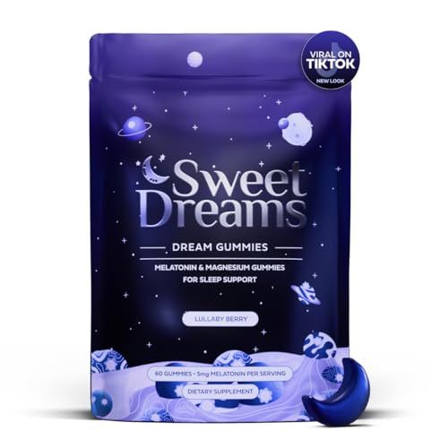 SweetDreams Dream Gummies Natural Sleep Aid for Adults, 5mg Melatonin, Magnesium, L-Theanine - Vegan Gummy Supplement - Melatonin Gummies for Deeper Sleep (60 Count - Lullaby Berry)