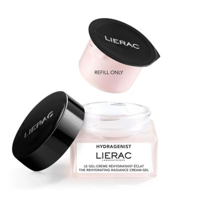 Lierac Hydragenist Rehydrating Radiance Cream-Gel Refill - Natural Hyaluronic Acid Rehydrating Ferment, Vegan Face Moisturizer for Women, Recomended from Normal to Sensitive Skin, 50ml