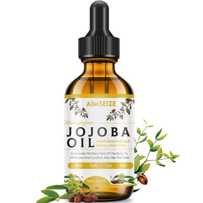 AIMSEIZE 100 Pure Jojoba Oil - Cold Pressed - Natural Based Oil - Moisturizing Massage Oil for Face, Hair, Skin Nails