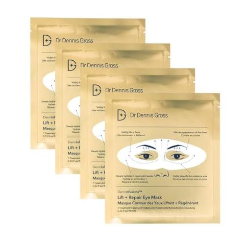 Dr Dennis Gross DermInfusions Lift Repair Eye Mask Visibily Lift Firm, Fills the Appearance of Fine Lines, Deepy Hydrates Repairs, Visibly Depuffs the Undereye Area 4 Treatments