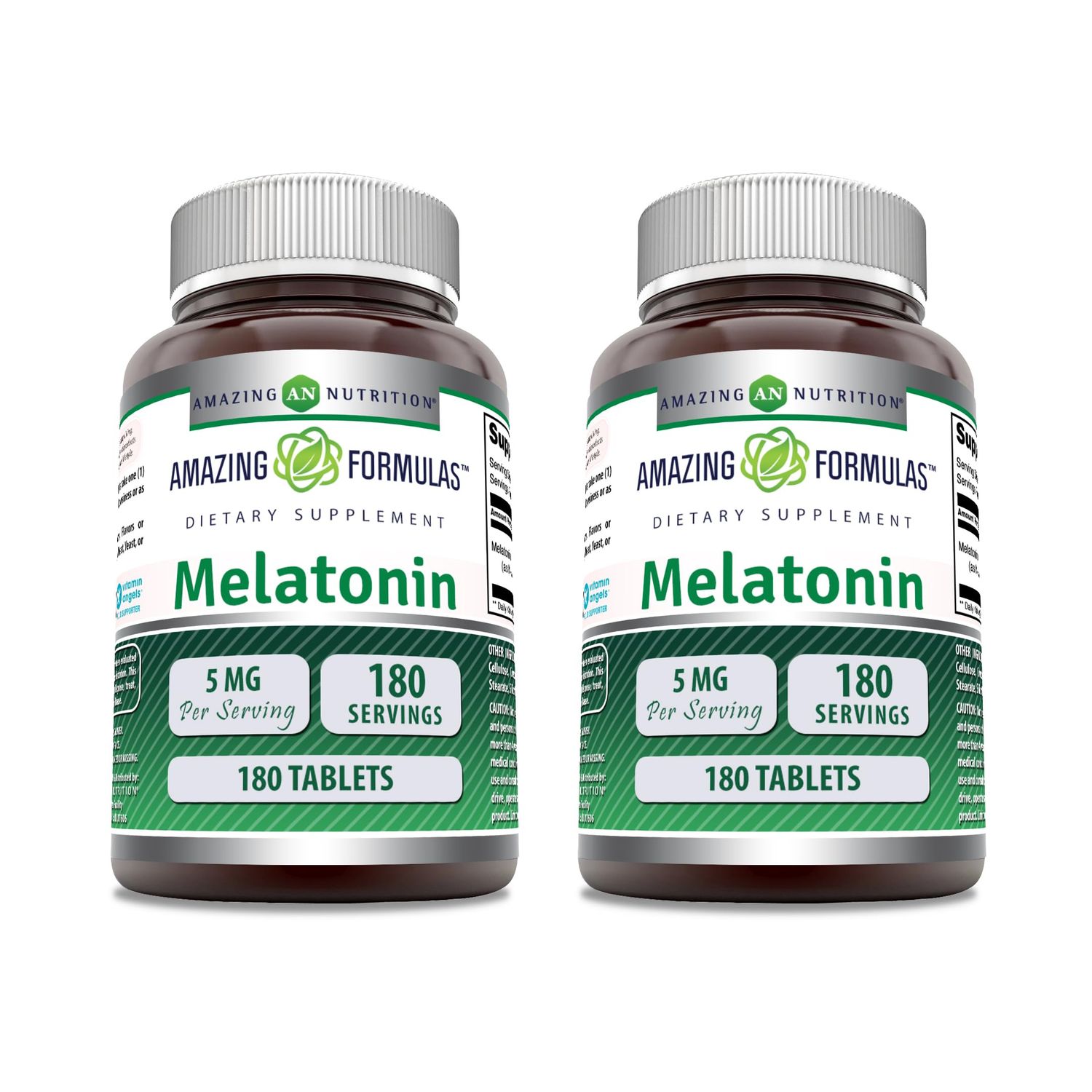 Amazing Formulas Melatonin Supplement 5 Mg Per Serving 180 Tablets Non-GMO Gluten Free Made in USA Pack of 2