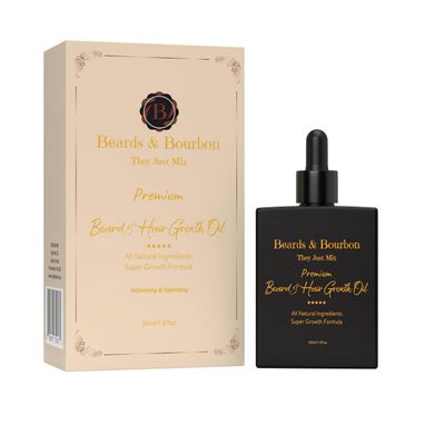 Beards Bourbon&#39;s Luxurious Beard and Hair Growth Oil - Infused with Ginger, Lavender, Peppermint, Tea Tree, and Rosemary Oils for Stimulating Growth in a 1.6 oz Powerhouse!