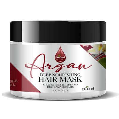 Difeel Essentials Deep Nourishing Argan Hair Mask 8 oz. - Deep Conditioning Hair Treatment Mask, Dry Hair Treatment Mask made with 100 Essential Oils