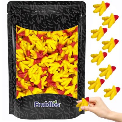 Fruidles Chicken Gummi Feet Candy, Delicious Peach Fruit Flavors Gummies (1 Pound)
