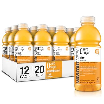 vitaminwater zero sugar rise, electrolyte enhanced water wvitamins, orange drinks, 20 fl oz, 12 Pack
