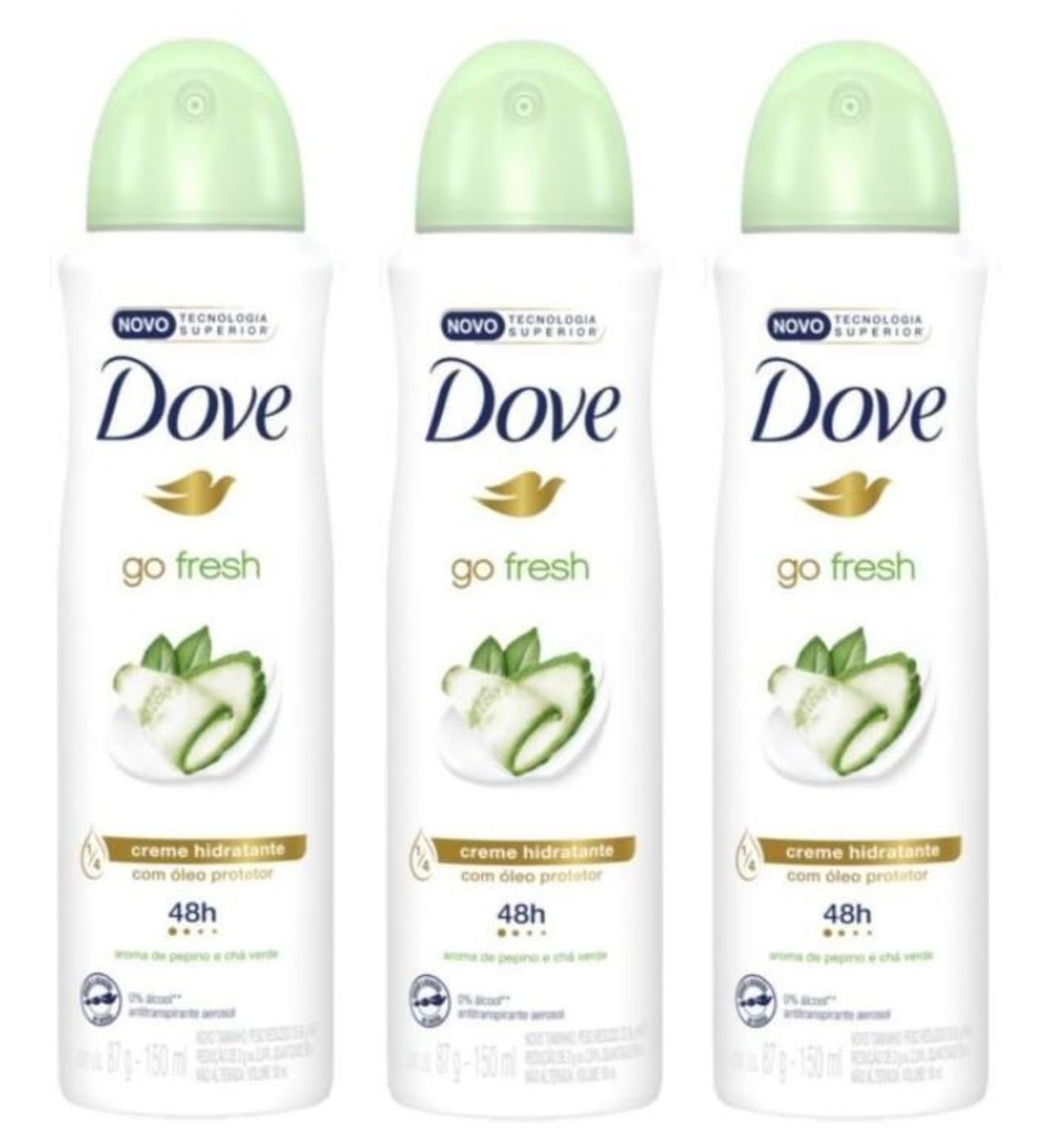 Dove Go Fresh Cucumber Green Tea Deodorant Moisturizing Cream with Protective Oil 48h 5 oz 150ml. 3Pack